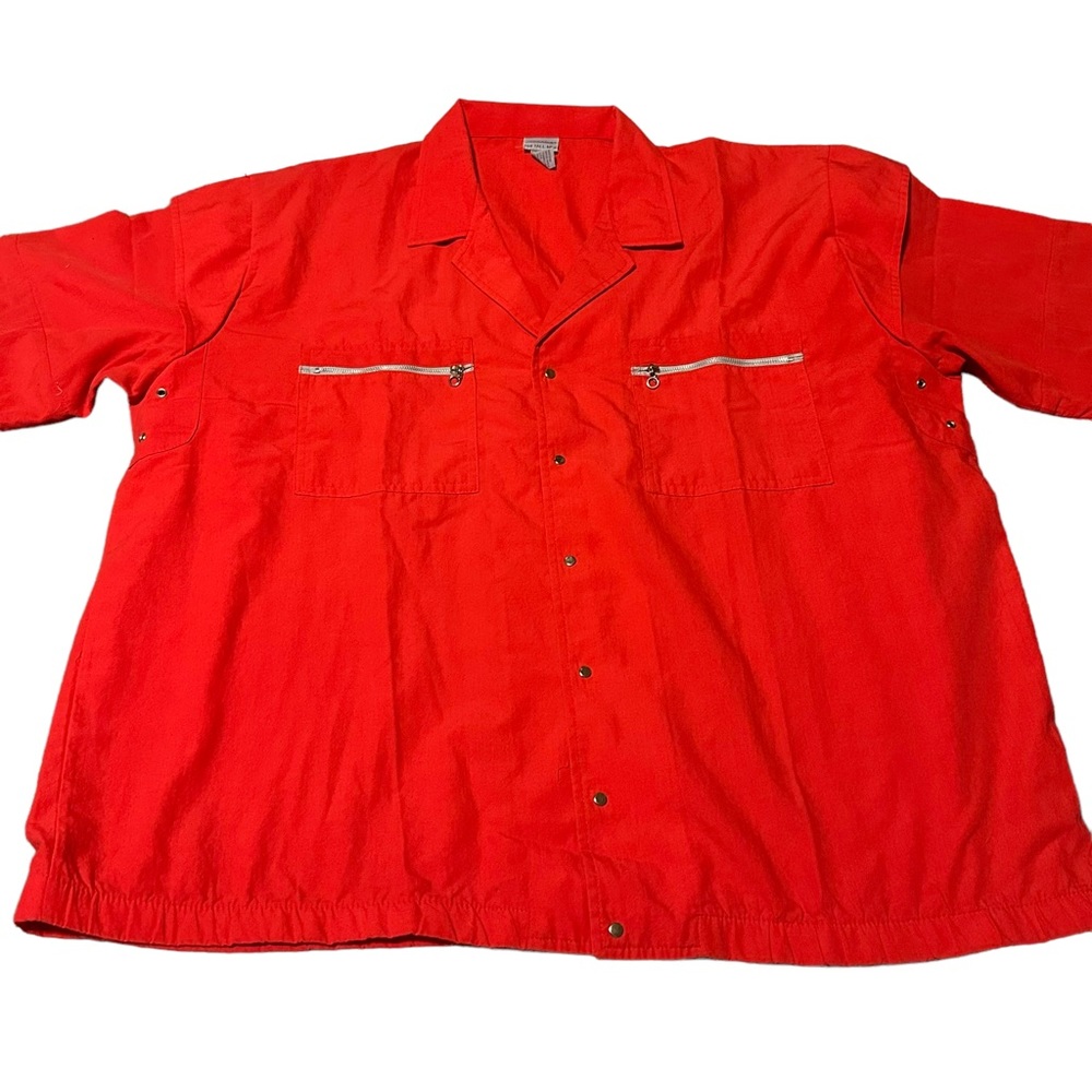 Vintage Jordache Mens XL Tall Red Snap Button Front Shirt Short Sleeve